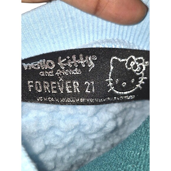 HELLO Kitty & Friends x Forever21 Baby Blue Fleece Kidcore Pullover Crop Top M - Picture 3 of 6